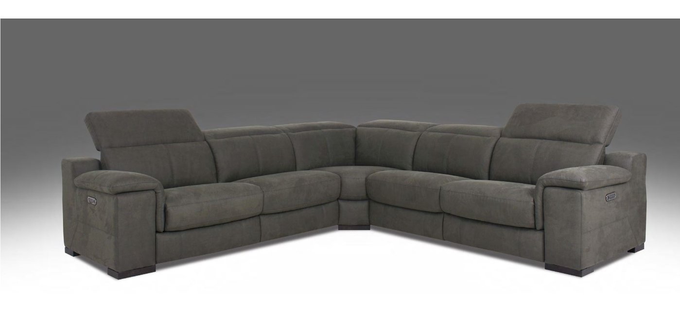 Grey Leather Sectional With Automatic Headrests