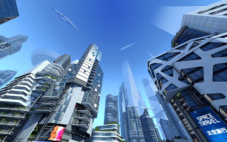 Future city 3d screensaver background